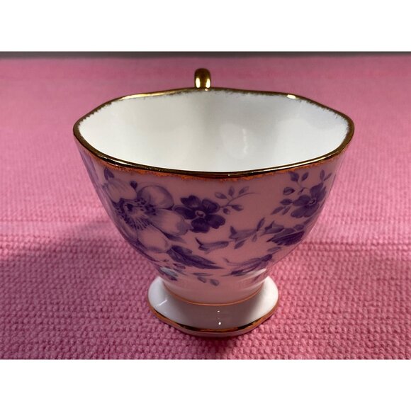 VTG Royal Albert Paradise Blue Floral Bone China Cup Saucer Gold Trim England - Picture 9 of 14